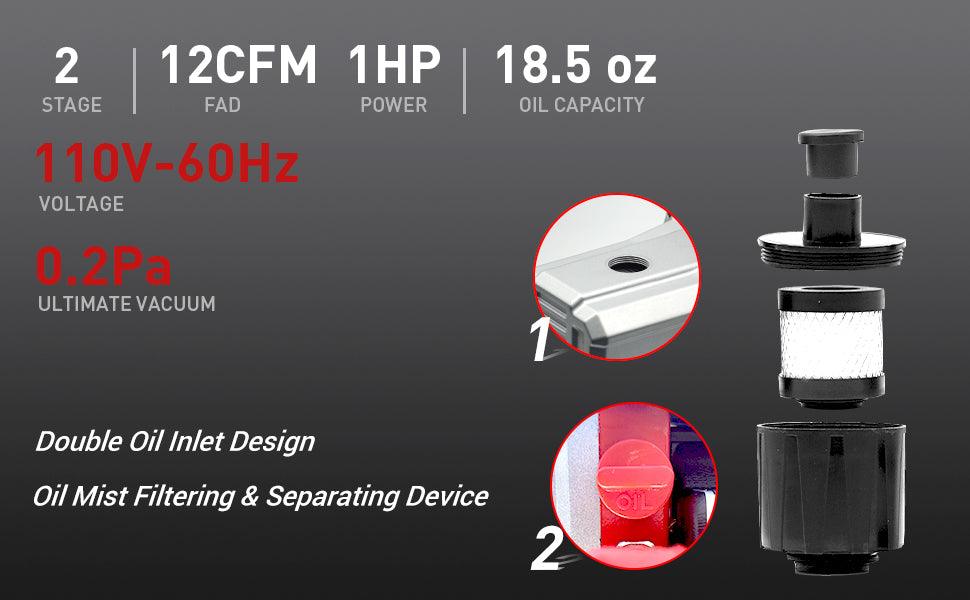 2-Stage 12CFM 1/2HP Air Vacuum Pump - Autogen