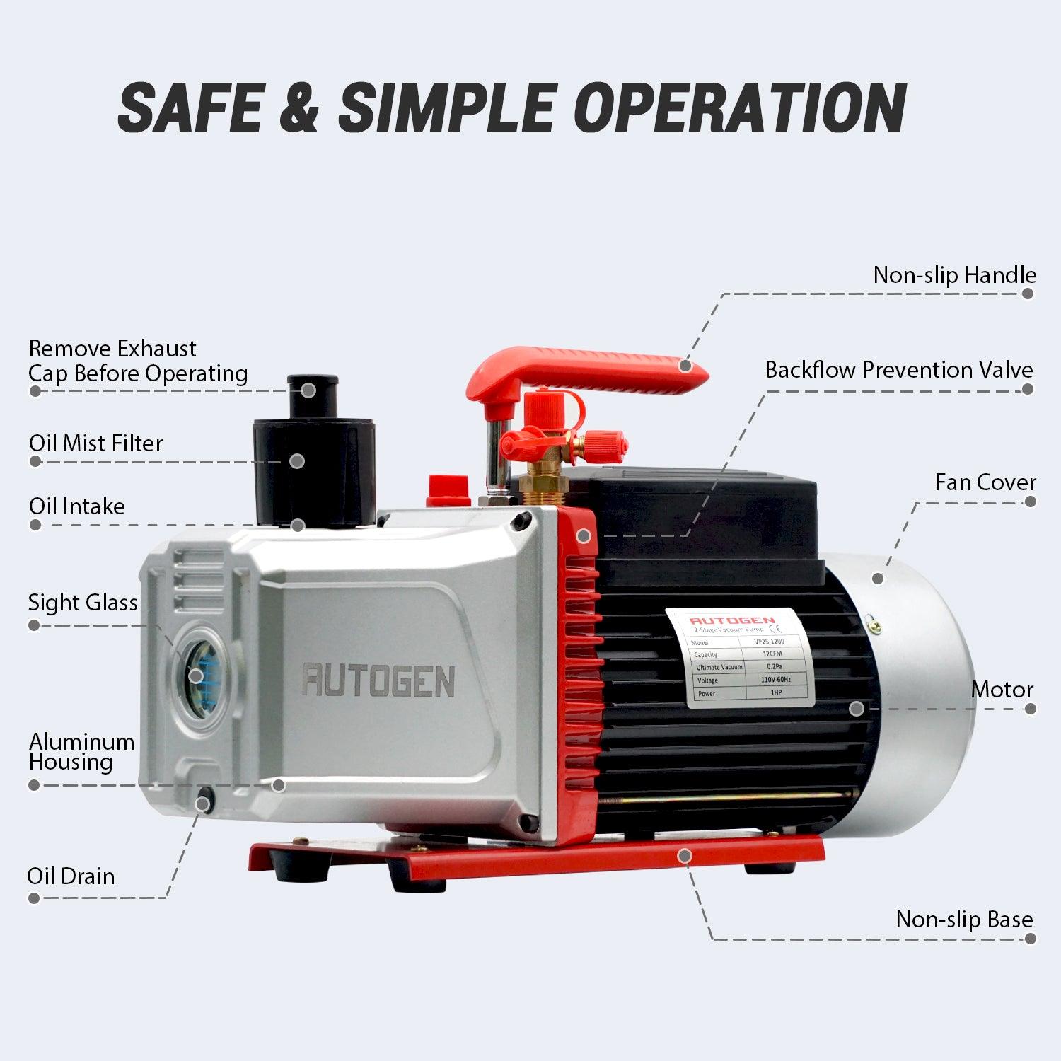 2-Stage 12CFM 1/2HP Air Vacuum Pump - Autogen