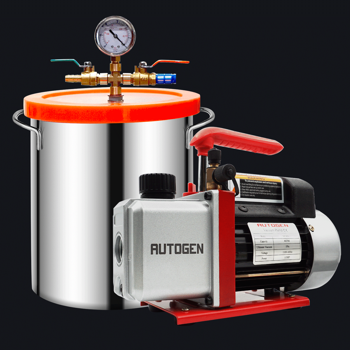 5 Gallon Vacuum Chamber Kit with Acrylic Lid for Degassing Resin