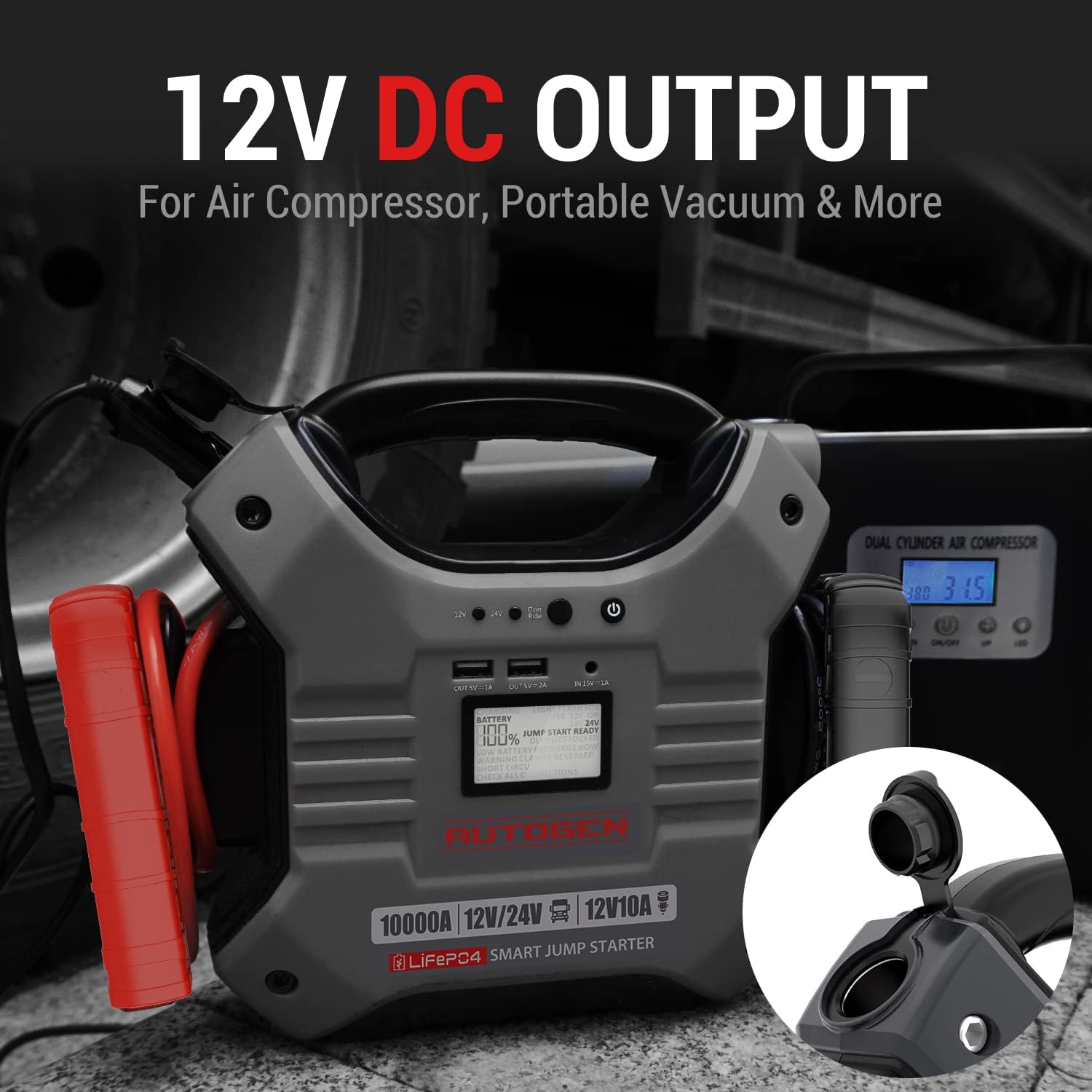 10000A 12V/24V Jump Starter Lithium Iron Phosphate (LiFePO4) Batteries - Autogen