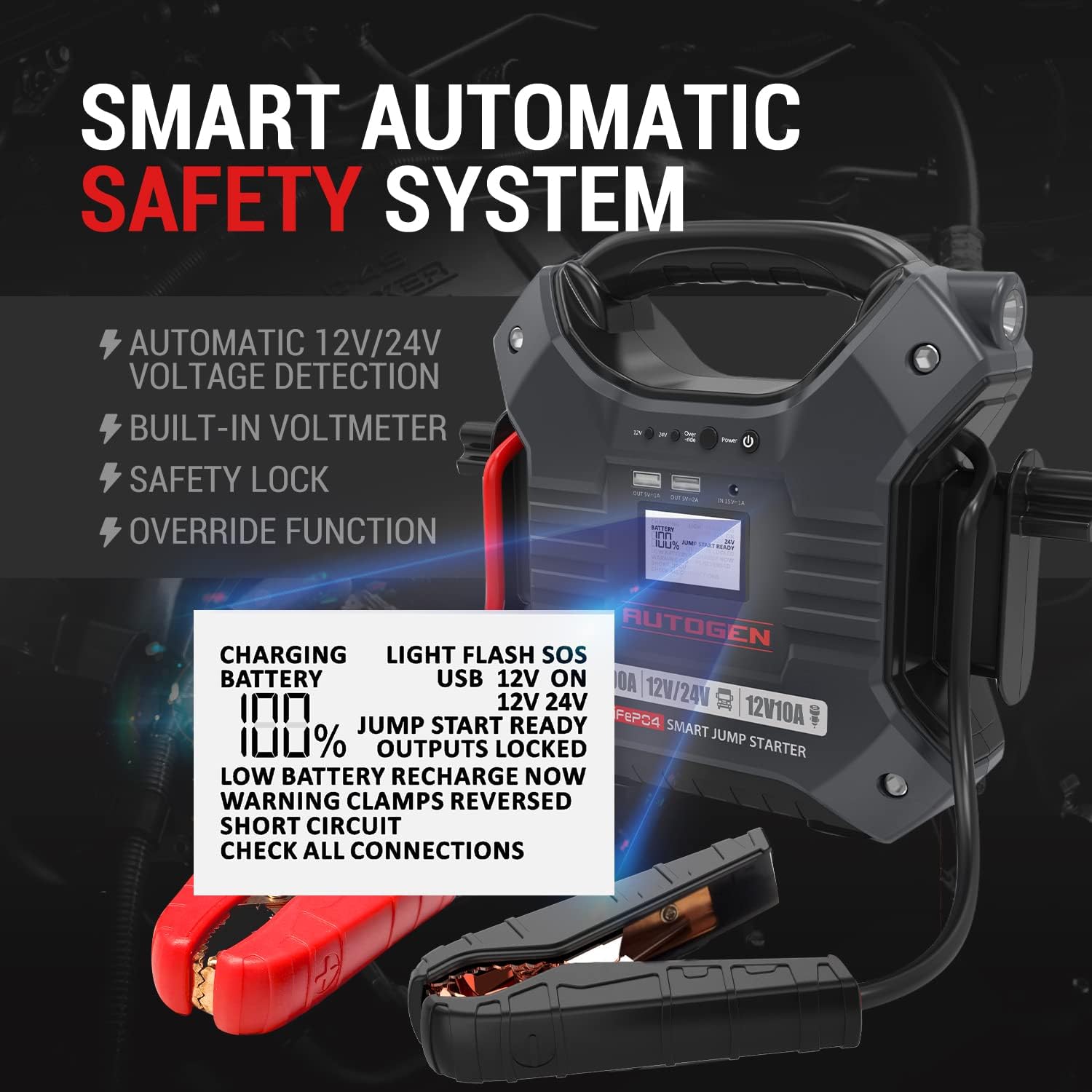 10000A 12V/24V Jump Starter Lithium Iron Phosphate (LiFePO4) Batteries - Autogen