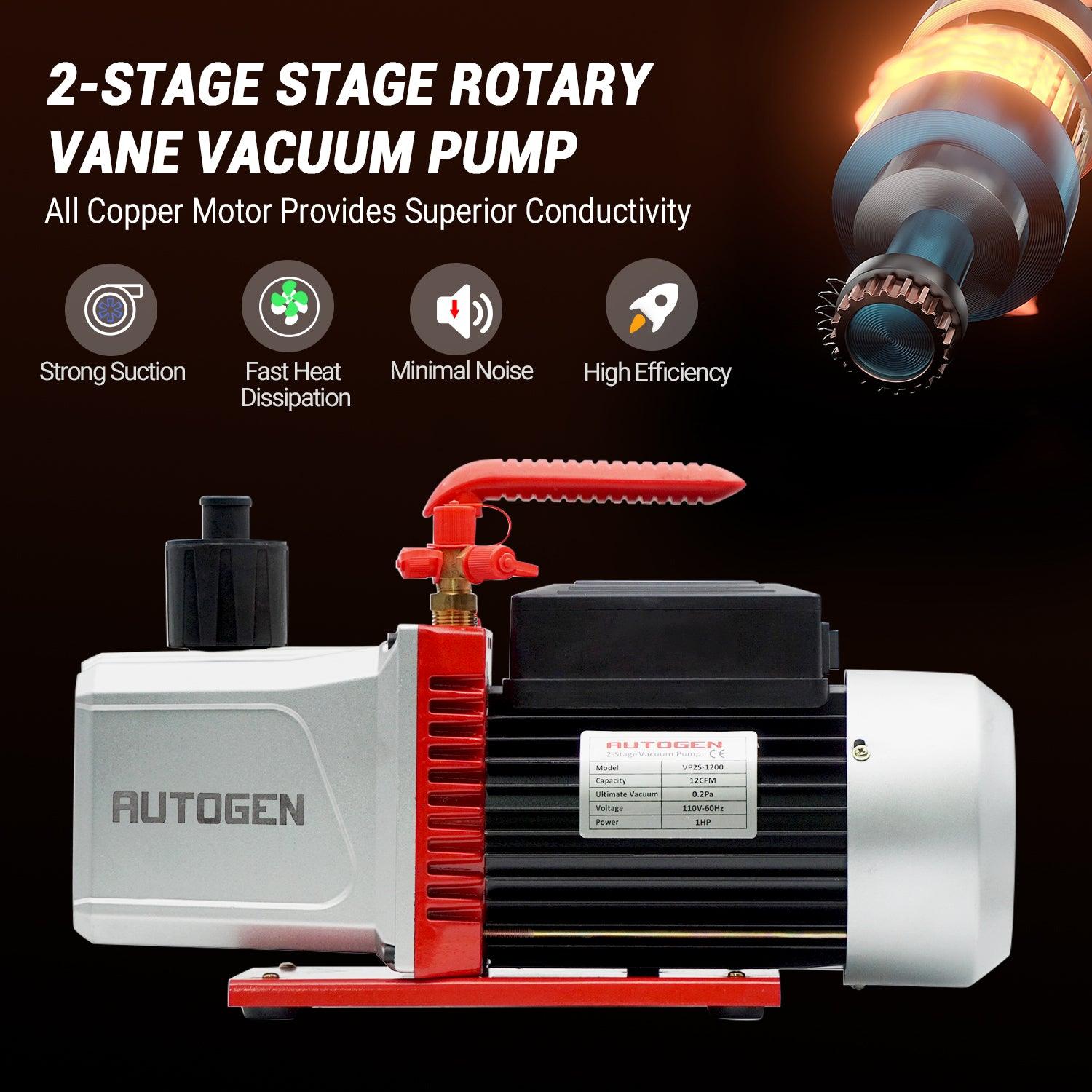AUTOGEN 12CFM 2-Stage Vacuum Pump for HVAC and Automotive Use