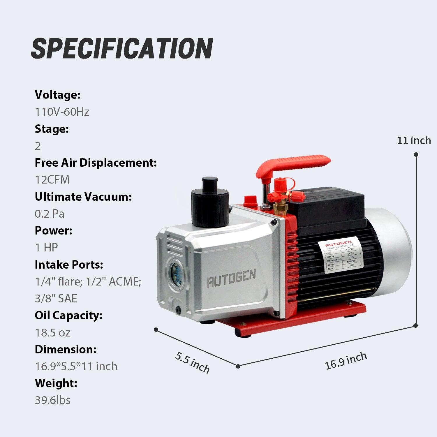 Heavy-Duty Air Vacuum Pump for Lab, AC, and HVAC Technicians