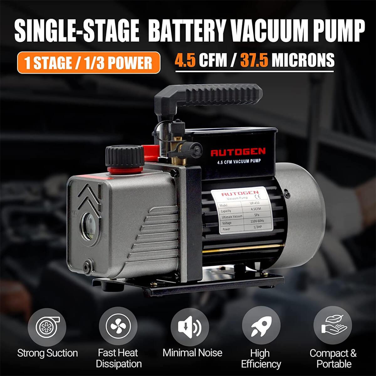 1-Stage 4.5CFM 5Pa 1/3HP Air Vacuum Pump - Autogen