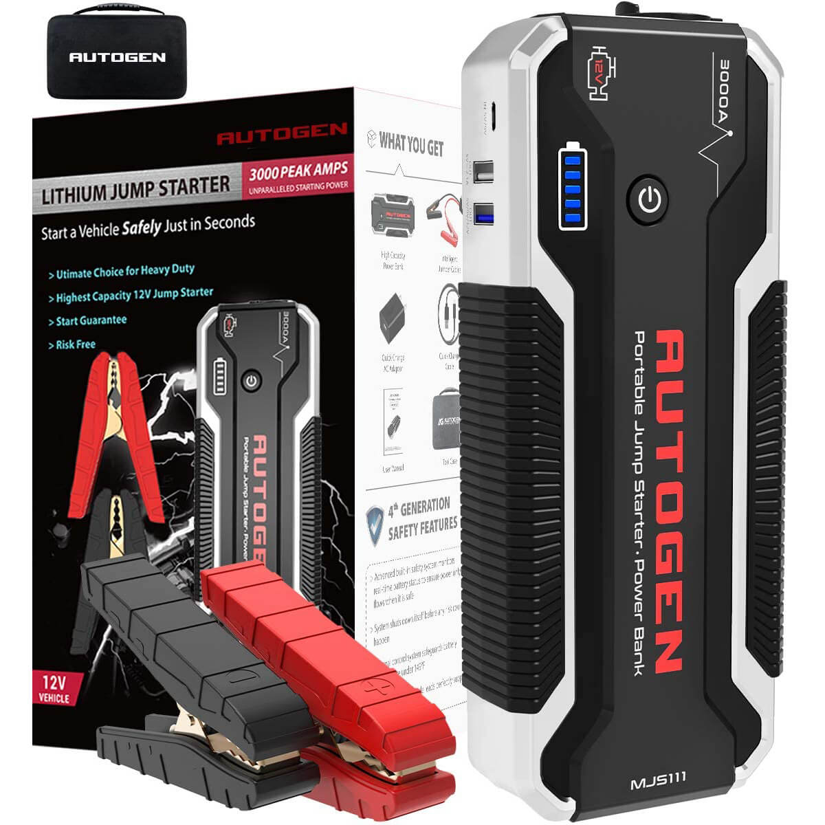 AUTOGEN 4000 PEAK Amps 32000mAh Lithium Car Jump Starter Battery (10L+ )  £164.99 - PicClick UK